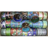 A collection of cloisonne napkin rings, including a set of six and three pairs (total 31)