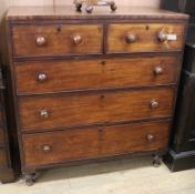 A mahogany chest of five drawers W.107cm