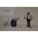 Giles (Daily Express Cartoonist), an original artwork, Grandma photographing a policeman,