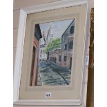John Paddy Carstairs (1916-1970), Continental street scene, signed, watercolour, 29 x 25cm
