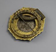 An antique pocket sundial 5cm
