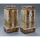 A pair of marble garnitures height 23cm