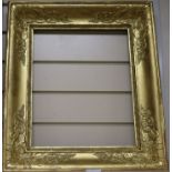 A 19th century French giltwood and gesso picture frame, aperture 39 x 31cm