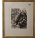 Marc Chagall, limited edition print, Joshua reading the word of the law, numbered but unsigned 417/