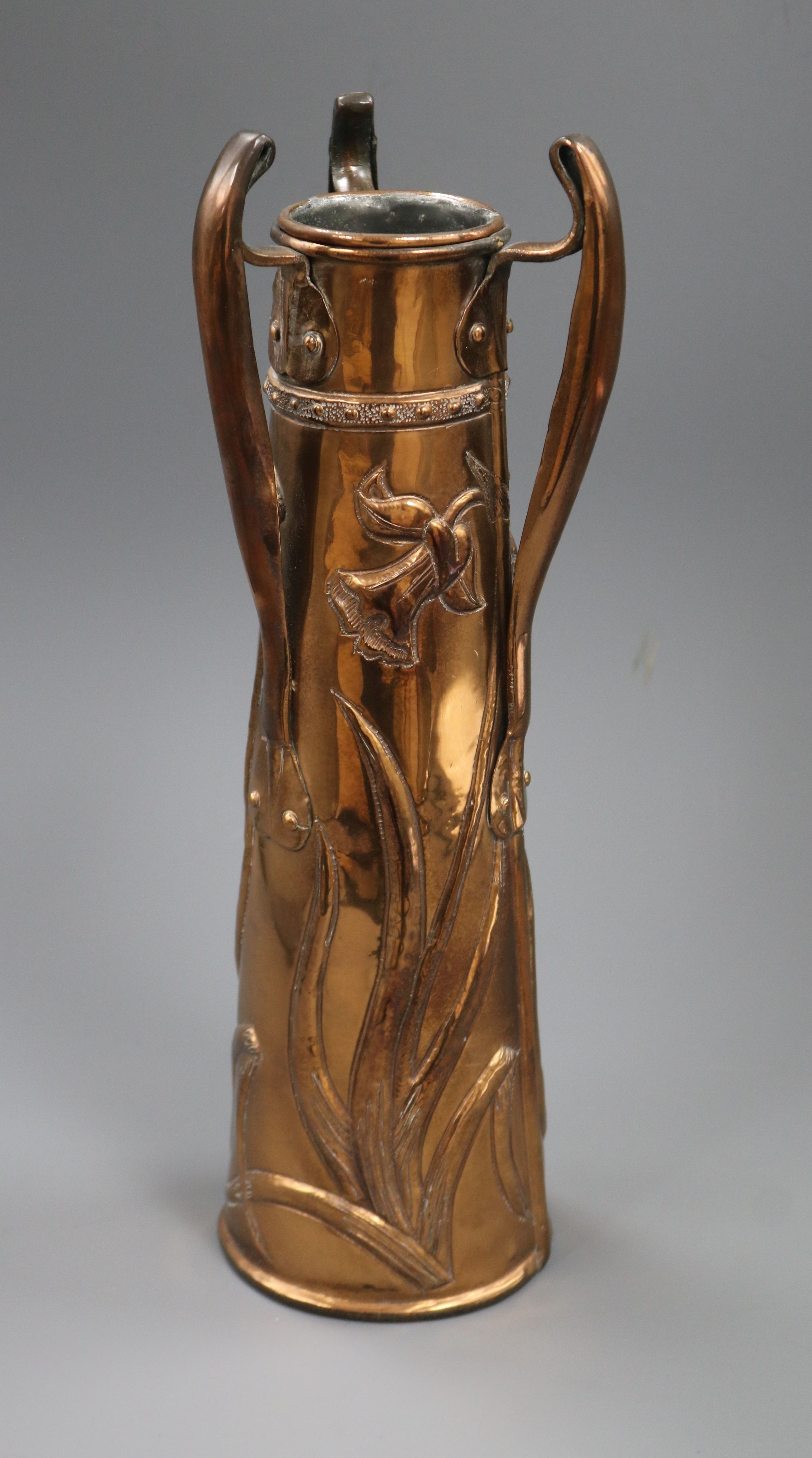 An Arts and Crafts copper vase height 34cm