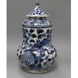 A Chinese blue and white jar and cover, Kangxi mark but late 19th century height 37cm