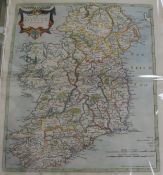 A Robert Morden map, the Kingdom of Ireland, 1695 or later ('Newry' spelled correctly), unframed, 45
