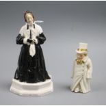 A Doulton figure 'Charleys Aunt' and a Worcester candle extinguisher