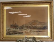 Charles Dickson, watercolour, shipwreck on the coast, signed and dated '88-93, 60 x 90cm