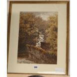 David Law (1831-1901), watercolour, Scottish waterfall scene, signed, 36 x 26cm