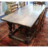 A 17th century oak refectory table W.199cm