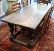 A 17th century oak refectory table W.199cm