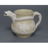 A 19th century yellow ground jug with snake handle height 8cm