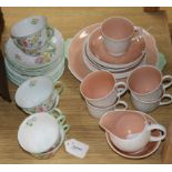 A Shelley 'Wild Flowers' tea service (19 pieces) and a Susie Cooper part spotted pink and white