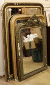 Three gilt overmantel mirrors W.99, 85 and 76cm