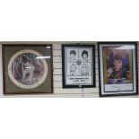 Pop and Rock Memorabilia, three framed posters, including 'John Entwhistle's Art/The Who - '2000',