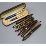 A collection of vintage Sheaffer pens and pencils