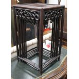 A Chinese carved hardwood nest of five tea tables W.37cm