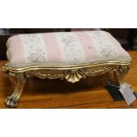 A carved and gilt mahogany footstool W.41cm