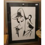 An Italian limited edition print of two nudes, 38/100, 70 x 51cm