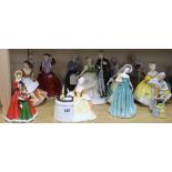 Twelve Royal Doulton figures tallest 25cm