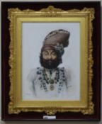 A porcelain panel "Maharaja Takhat Singh" by Johnstone and Hoffman Calcutta