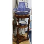 A Victorian washstand with jug and basin Wash stand W.38cm