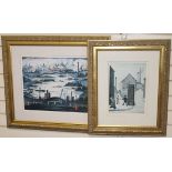 Two National Fine Arts limited edition prints after L S Lowry, 'Crime Lake' and 'Viaduct Street