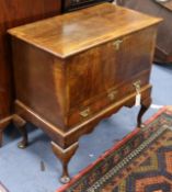 A walnut mule chest on stand W.73cm