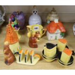 A collection of Carlton Ware novelty jars and covers, cruets, sugar shakers etc. tallest 15cm