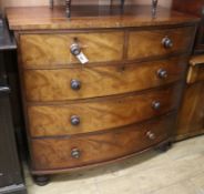 A mahogany bow front chest of drawers W.107cm