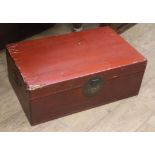 A Chinese red lacquered chest W.75cm