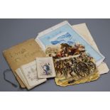 A part set of Victorian colour printed playing cards, a small quantity of postcards and cigarette