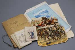 A part set of Victorian colour printed playing cards, a small quantity of postcards and cigarette