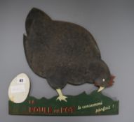 A French advertising sign 'Le Poullet al Pot Les Consume Parfait'