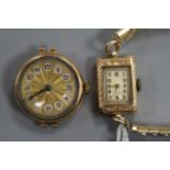 Two lady's 9ct. gold wrist watches.