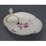 A Meissen wine taster and a Meissen oval 'pine sprigs' dish