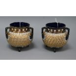 A pair of Royal Doulton Slaters Patent cauldron planters, impressed marks to interiors height 11.