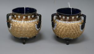 A pair of Royal Doulton Slaters Patent cauldron planters, impressed marks to interiors height 11.