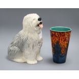 A Beswick old English sheep dog and a Beswick Poole vase tallest 29cm