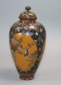 A Japanese silver wine cloisonne enamel vase, Meiji period, manner of Honda Yosaburo