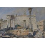 J Crouch 1831, watercolour, The Forum Rome, 10 x 14.5cm