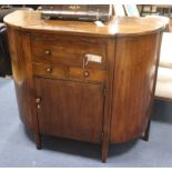 A George III mahogany bow-fronted washstand (converted) W.95.5cm