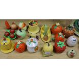 A collection of Carlton Ware novelty fruit or vegetable form jars, cruets etc.