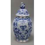 A late 18th century Dutch Delft vase and cover height 35cm