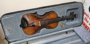 A late 19th century east European cased violin