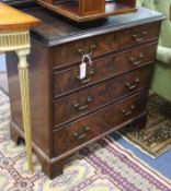 A 19th century Georgian style mahogany chest, fitted four long drawers on bracket feet, W 75cm