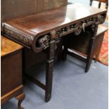 A Chinese carved hardwood altar table W.124cm