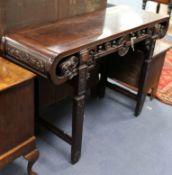 A Chinese carved hardwood altar table W.124cm