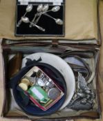A suitcase of mixed naval and other ephemera and collectables, watches etc